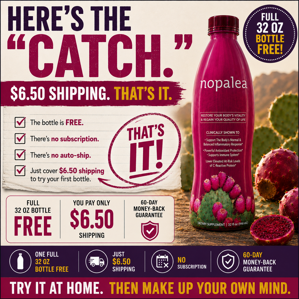 Nopalea ad — here's the catch: $6.50 shipping, that's it.