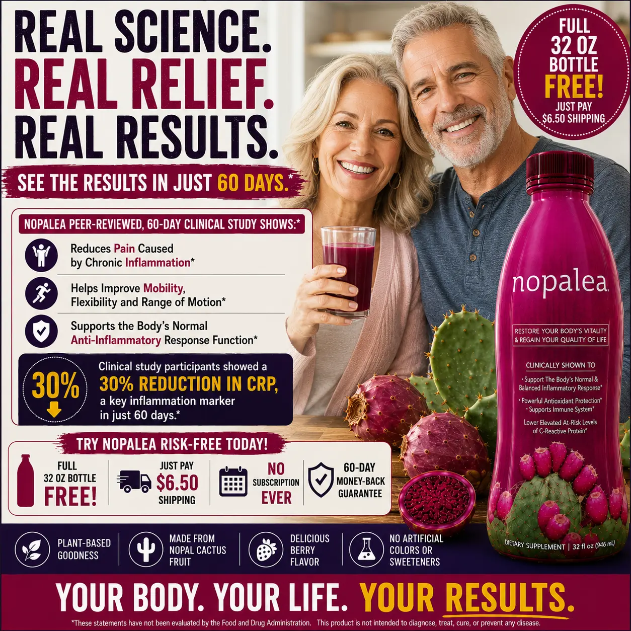 Nopalea ad — real science, real relief, real results.