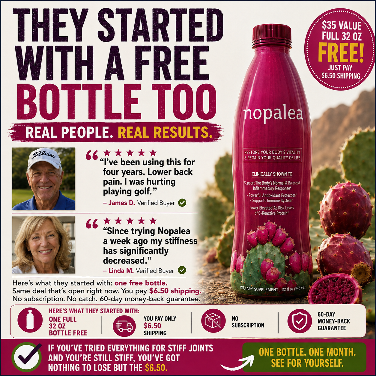 Nopalea ad — real customer testimonials.