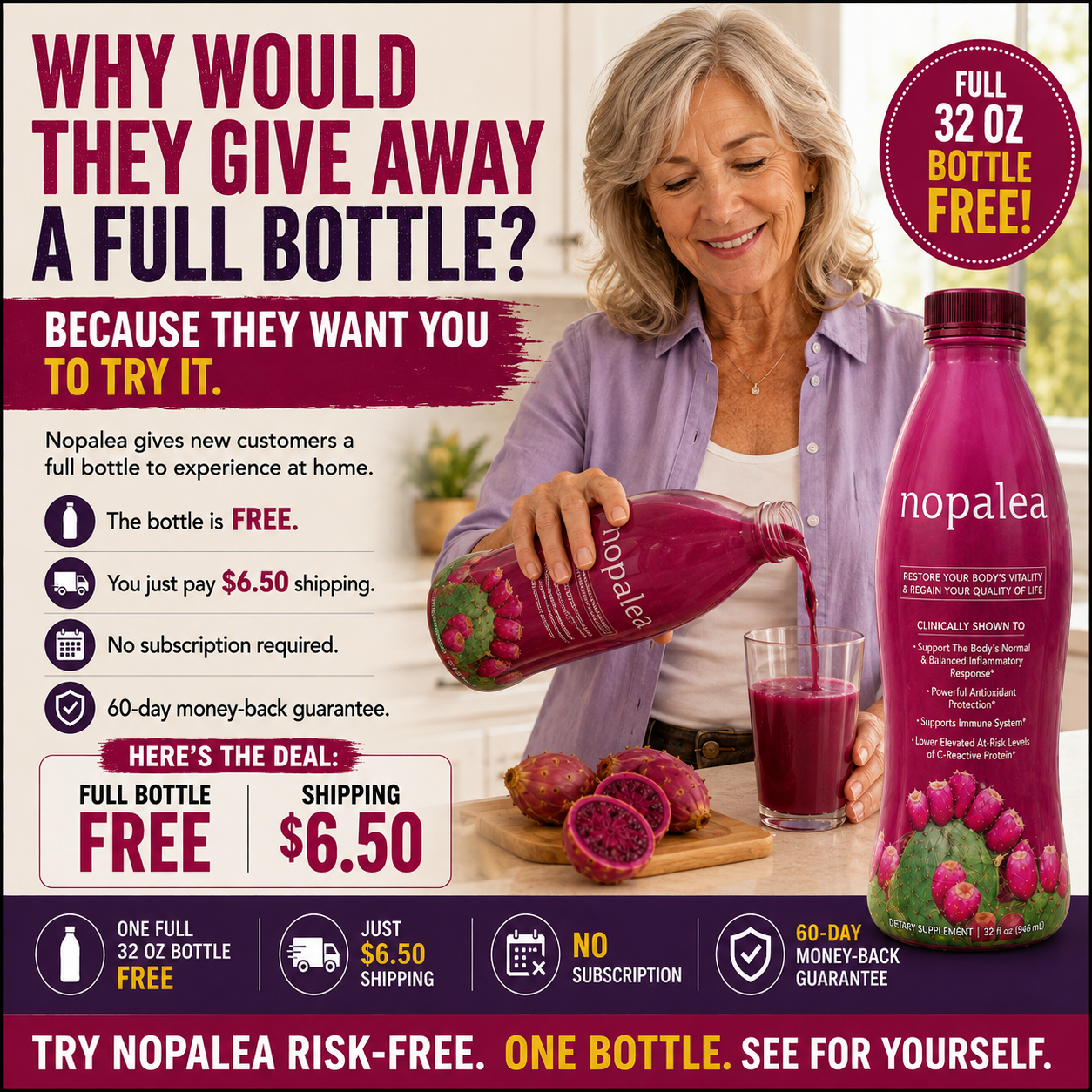Nopalea ad — try Nopalea risk-free, one bottle.